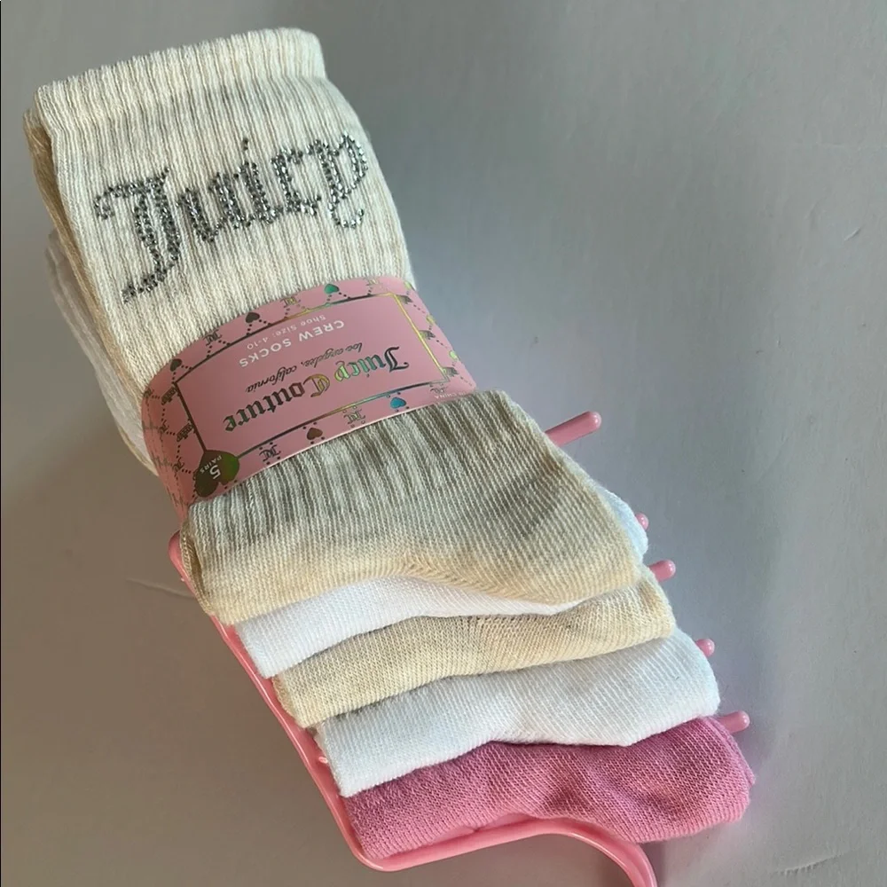 Juicy Couture Bling Crew Socks set with Sparkling Crystals